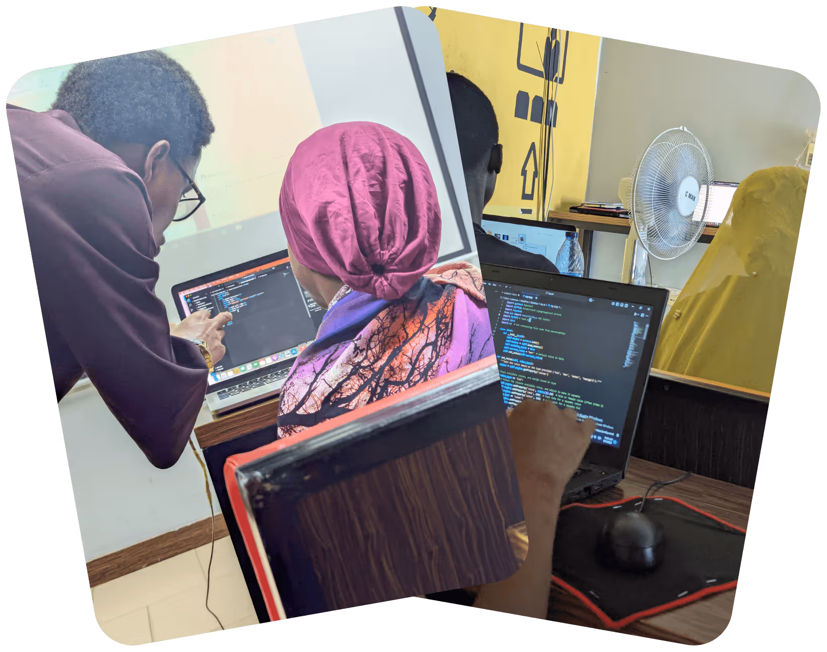 Kids in Tech students working on creative coding projects together